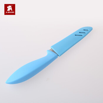 A牌 带套水果刀安全削皮刀 削皮小巧方便锋利 多功能刀具 蓝色