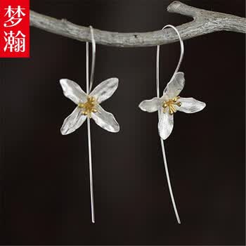 梦瀚925银丁香花耳环长款耳线耳坠_ 4折现价329元