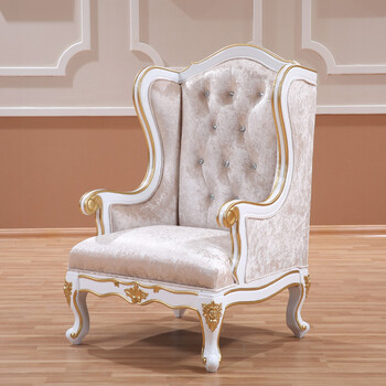 欧式单人沙发洽谈椅子雕花高背休闲公主椅老虎椅形象椅沙发椅现货