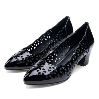 (playboy)欧美牛皮女鞋浅口尖头牛筋底女子凉鞋c50252272 黑色 36码