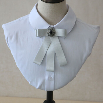 领结 女韩版复古英伦学院风 蝴蝶结领结领花男女通用款 衬衫配饰 银色
