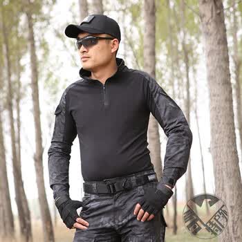 战术迷彩服紧身作战服战队套服长袖上衣野战火凤凰蛙服 丛林蟒纹