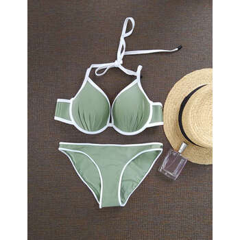 dsra-duola gerun 比基尼 聚拢钢圈胸垫泳衣 绿色 s