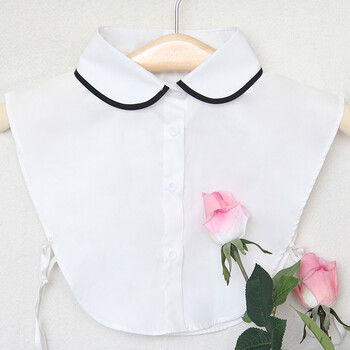 假领 女士夏季条纹白色装饰假领子春秋衬衫衣领可爱新款 黑色包边圆领