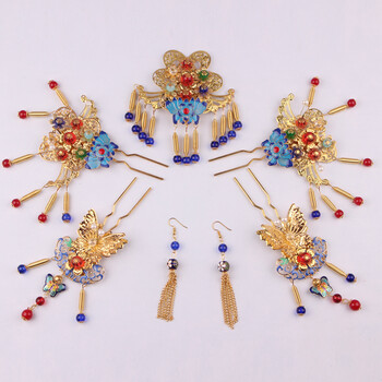 古装新娘头饰结婚套装秀禾服中式民族风古代凤冠配饰品龙凤褂包邮 16