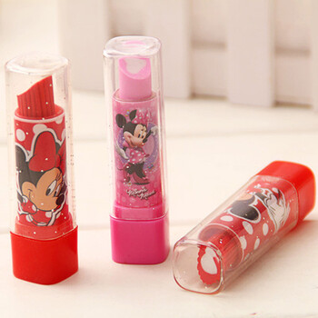 口红造型橡皮擦 可卡公款意文具 学习用学生奖 口红 米妮红色