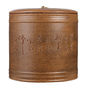 谱茗 全手工紫砂茶叶缸 仿古七饼装茶叶罐 大号茶叶罐 普洱茶叶罐 古铜七饼厚德载物