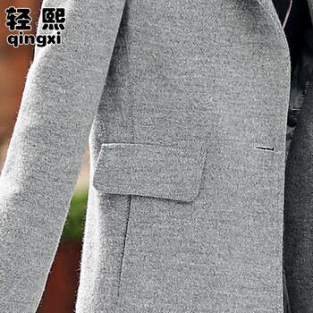 轻熙2015新款毛呢大衣女韩版 浅灰色 XXL