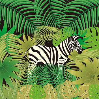 北欧装饰画方形植物斑马无框画客厅卧室玄关挂画ins家居 款 73*73