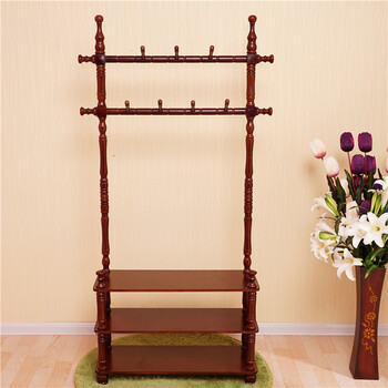 衣帽架落地挂衣架实木客厅卧室衣挂架家用现代简约组装衣服架 三层