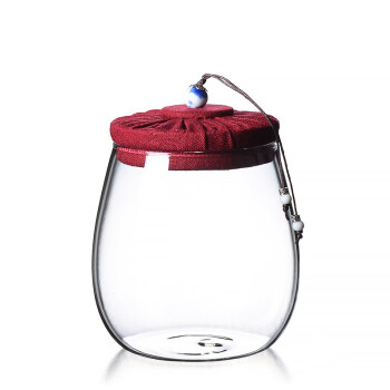 千逸 玻璃茶叶罐密封罐高透明花茶罐子玻璃瓶茶叶包装盒通用储物罐桶 600ml玻璃罐（红盖）
