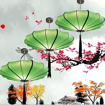 布艺吊灯工程吊灯 古典创意客厅灯楼梯茶楼吊灯 绿色  50CM