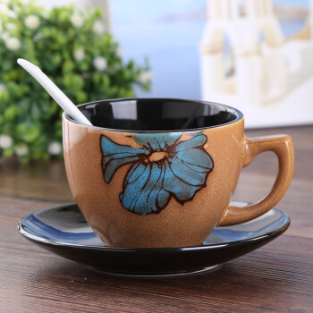 手工陶瓷咖啡杯套装送碟情侣礼品创意欧式咖啡杯子人工手绘 yd008咖啡