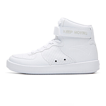 安踏高帮板鞋女士运动鞋舒适高帮休闲板鞋 92748060-1/白色 40/美码8.