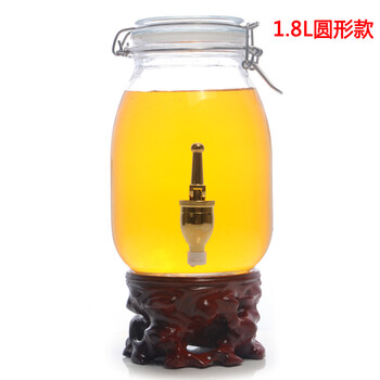 
                                                                                志方益铁扣小号玻璃密封泡酒瓶带龙头家用密封储酒罐自酿葡萄酒青梅酿酒缸 1.8升圆形款带龙头带底座                
