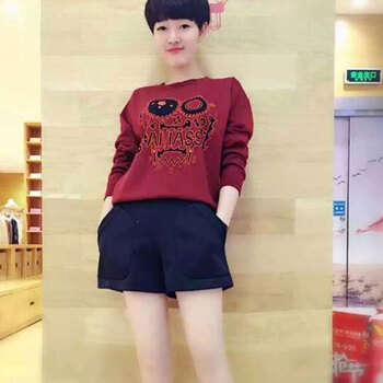 职业阿玛施特女装旗舰店专柜正品2015秋冬装新款羊毛时尚百搭圆领卫衣T恤衫毛衣 浅灰色针织衫 L(4码)