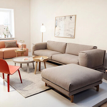 北欧布艺沙发双三人位小户型公寓沙发客厅组合棉麻乳胶羽绒沙发 升级