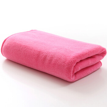 毛巾加厚超细纤维干发巾美容理发店包头吸水毛巾绣字log印字 磨绒粉色