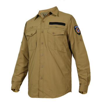 透气吸汗长袖衬衫 男士衬衣 军迷衬衣 军迷户外服饰 军装 狼棕色 xxl