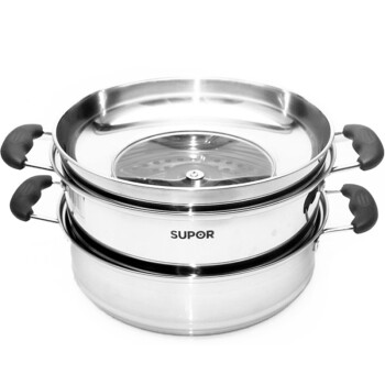 苏泊尔(SUPOR)304不锈钢蒸锅28cm双层复底汤蒸锅二层蒸笼明火电磁炉锅SZ28B2