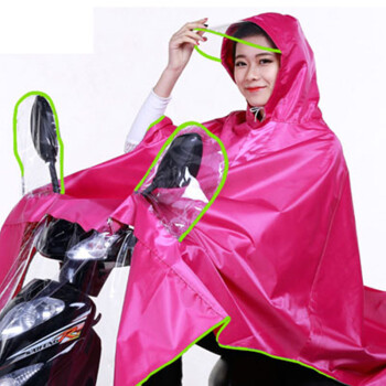 
                                        雨衣电动车摩托车自行车雨披男士女士单人时尚韩国透明大帽檐头盔式加厚 牛津加厚玫红                