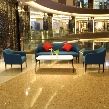 简约现代办公布艺沙发茶几组合接待室三人位休闲沙发会客室沙发 长