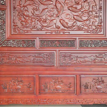
                                        东阳木雕 年年有余 开业乔迁搬家礼品 落地屏 屏风 插屏 座屏 实木客厅玄关隔断                