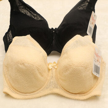 法士隆内衣罩杯薄款文胸舒适大码有钢圈无海绵女布胸罩 杏色 85c