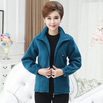 户外抓绒衣女款开衫摇粒绒外套女拉链春秋加厚保暖中年抓绒女上衣