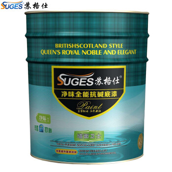 苏格仕（sugeshi） 通用净味无添加抗甲醛全能抗碱乳胶底漆墙漆水性乳胶漆内墙油漆涂料 白色 18升
