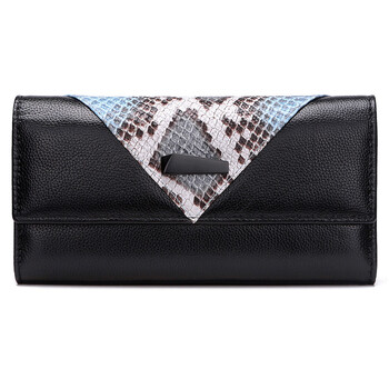 直销真皮女包 欧美风范手拿包女士蛇纹钱包头层牛皮包包 蓝蛇纹