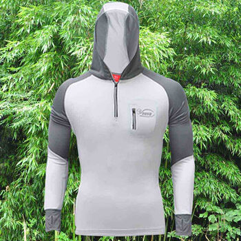 防晒服男款夏户外垂竹炭衣服透气连帽衣防蚊服套装 无垠白 l