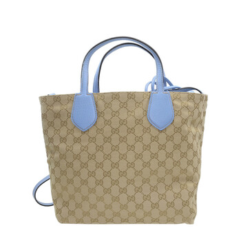 古驰 15新款女式牛皮帆布双面可用敞口休闲手提单肩斜挎包 370825