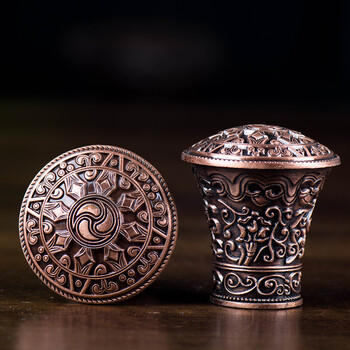 艺巅吉彩 唐卡轴头 藏传佛教用品精美雕花合金唐卡头子装饰画挂画轴头