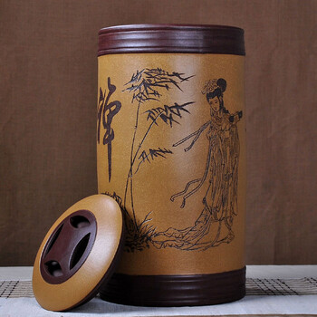 
                                        茗露 宜兴紫砂茶叶罐 茶缸 大号茶罐 存茶罐茶仓普洱罐白茶罐  宜兴紫砂茶叶罐 大号茶 乌孙公主22饼罐                