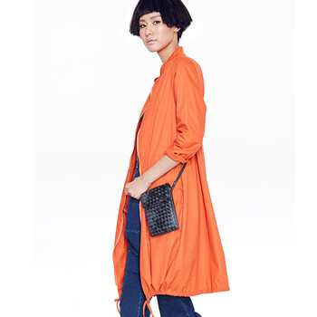 云上生活2016春季女装新款宽松立领风衣女中长款外套53W2834 桔红色 XL
