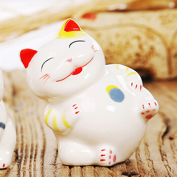 七陶 招财猫摆件 新款迷你超萌可爱小四喜 店铺开业创意礼品 小四喜一对