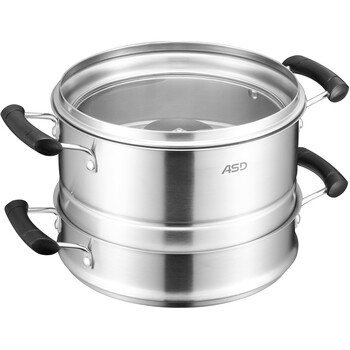 
                                        爱仕达（ASD） 蒸锅 28CM可调压不锈钢蒸锅 二层304不锈钢多用蒸锅QV1528 厚底带蒸笼屉                