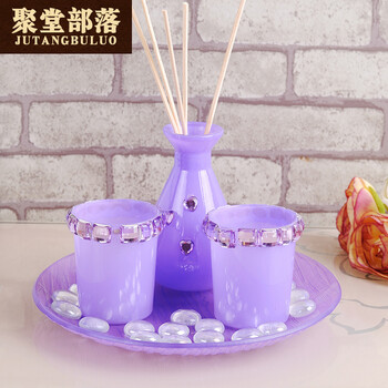 
                                        聚堂部落（jutangbuluo） 浪漫婚庆 装饰家居 蜡烛玻璃杯 含托盘石子 款式四                