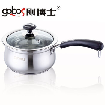 刚博士不锈钢三层复底弧形精品奶锅 14cm