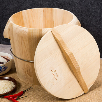 原木制蒸米饭饭桶厨房家用杉木大木桶竹制蒸笼厨具蒸饭木桶 45cm蒸25