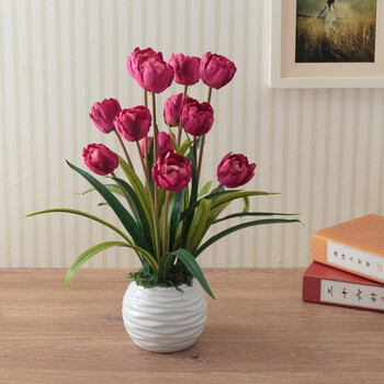 高仿真花郁金香套装摆件客厅餐桌花艺假花卉绢花家居装饰干花插花 玫