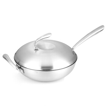 欧菲斯（OFEIS）进口厨具 炒菜锅32CM 无涂层 明火电磁炉通用医用不锈钢材质