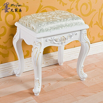 化妆椅子卧室坐凳 白色实木梳妆台凳子韩式田园梳妆凳影楼 x08