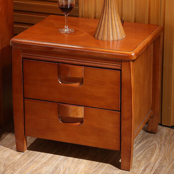 骁熊实木床头柜 中式橡胶木家具 时尚简约床头柜 海棠色 整装