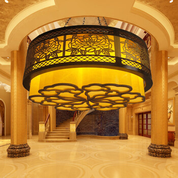 中式吊灯中国风仿古实木客厅灯具餐厅吸顶灯酒店茶楼大堂祥云灯饰