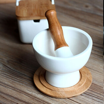 陶瓷捣碎器辅食研磨器手动食物研磨碗蒜头生姜药材捣碎头 b款