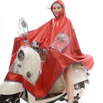 
                                        雨衣电动车摩托车自行车雨披男士女士单人时尚韩国透明大帽檐头盔式加厚 牛津加厚玫红                