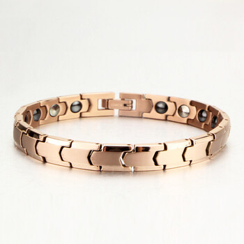 日本momo纯钛金属锗石黑胆石手链情侣男士女士手环玫瑰金色防静电