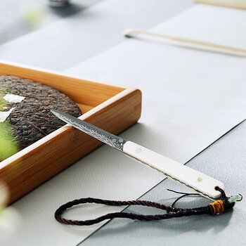 普洱茶刀 茶锥茶针大马士革茶饼刀茶道六君子茶道配件 牛骨